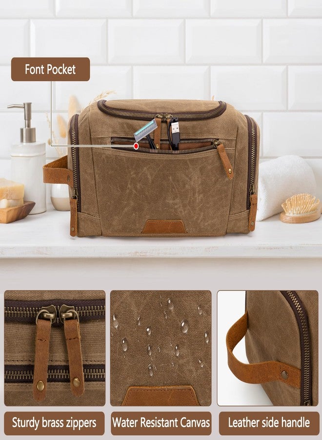 يارو حقيبة سفر معلقة لأدوات النظافة الشخصية للرجال من ياروو، حقيبة أدوات نظافة شخصية من قماش مشمع مع جيب بسحاب قابل للفصل، حقيبة تخزين مقاومة للماء لشفرات الحلاقة ولوازم السفر، هدية عيد الميلاد للرجال - Image 4